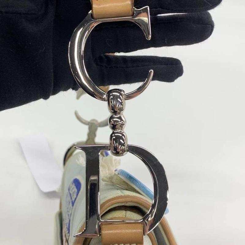 Dior Saddle Bag Vintage Miss Diorella in Blue Denim with Badges Fall-Winter 2001 9