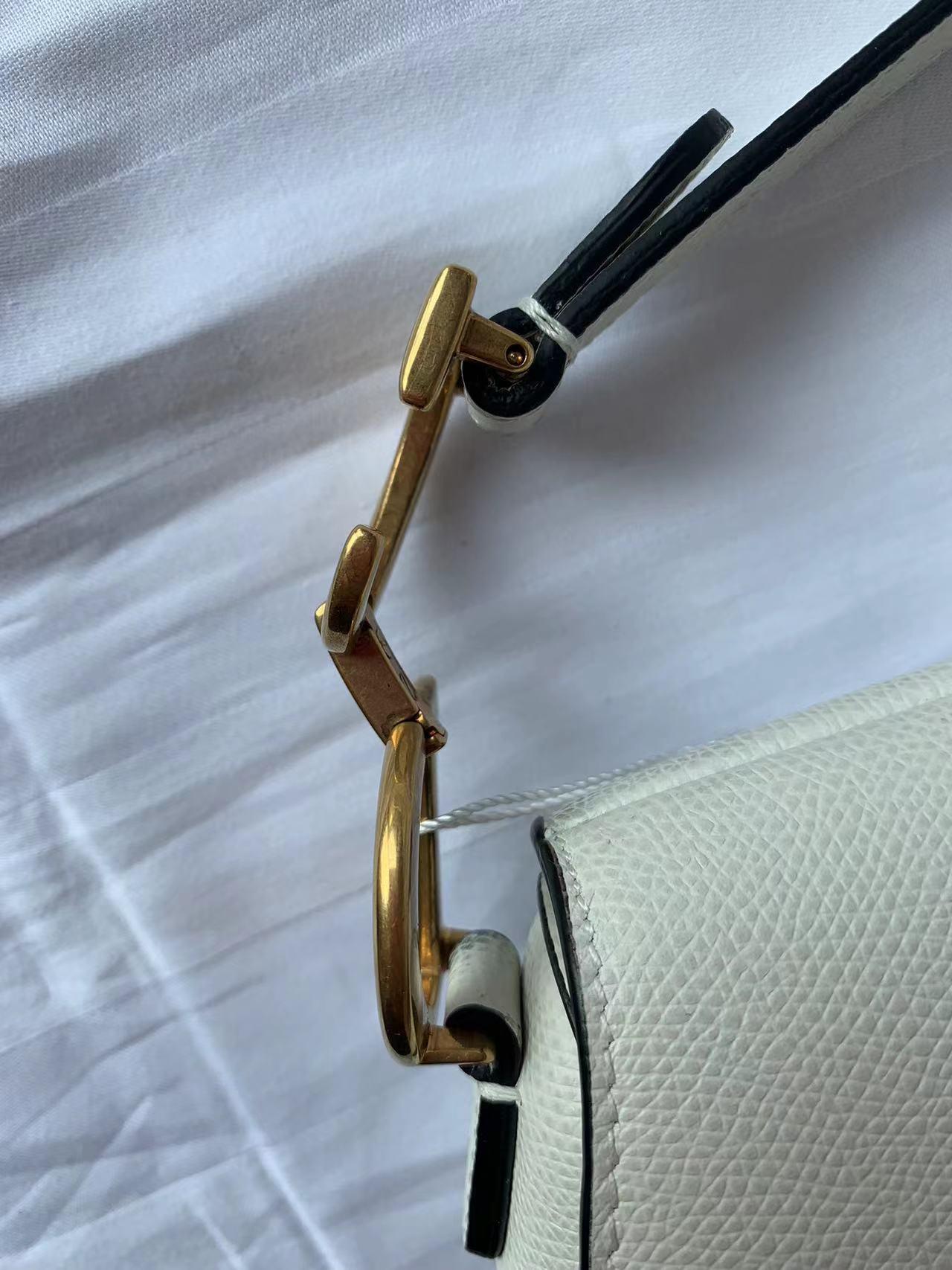 Dior Saddle bag white grain leather mini size For Sale 6