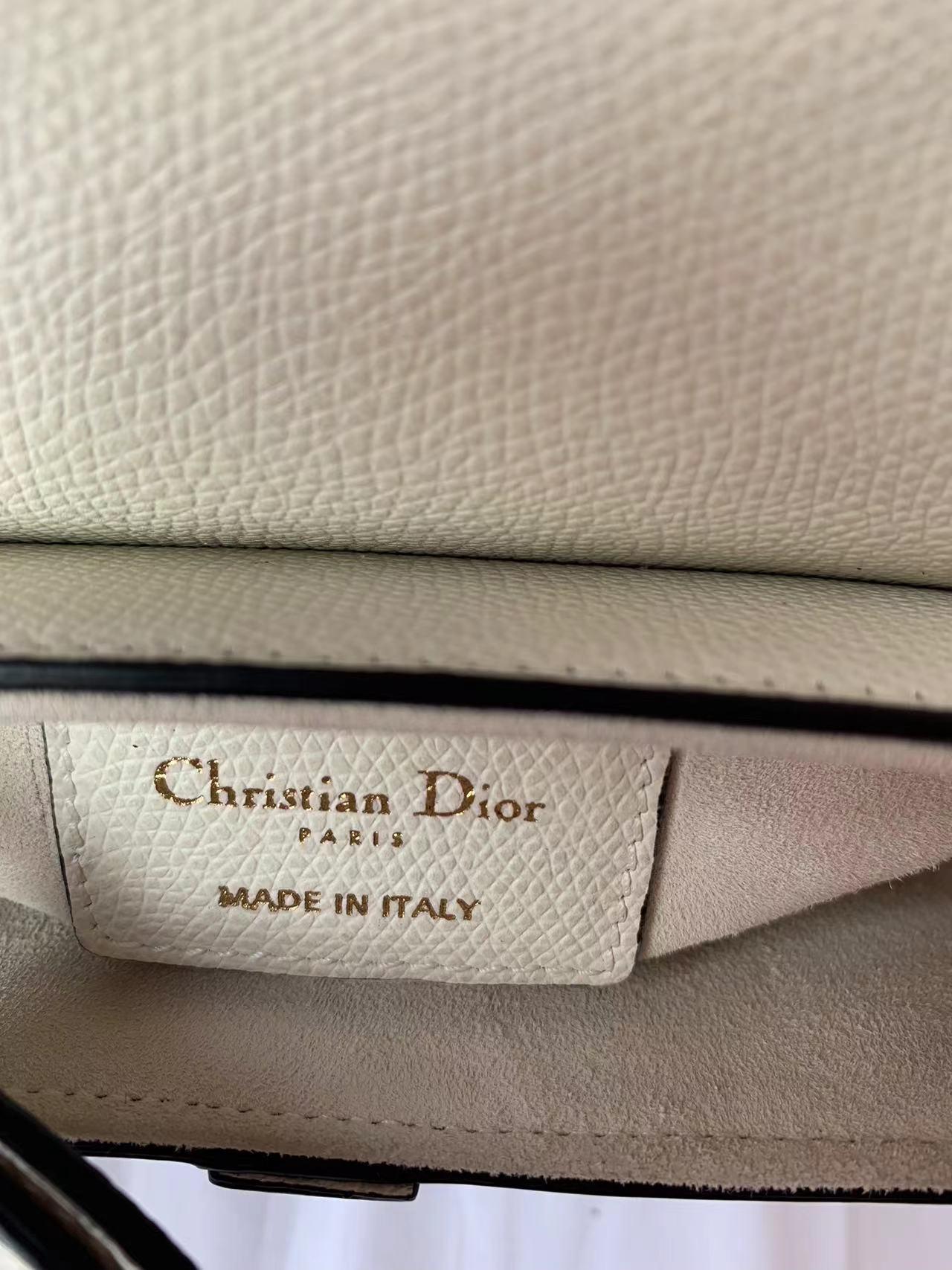Gray Dior Saddle bag white grain leather mini size For Sale