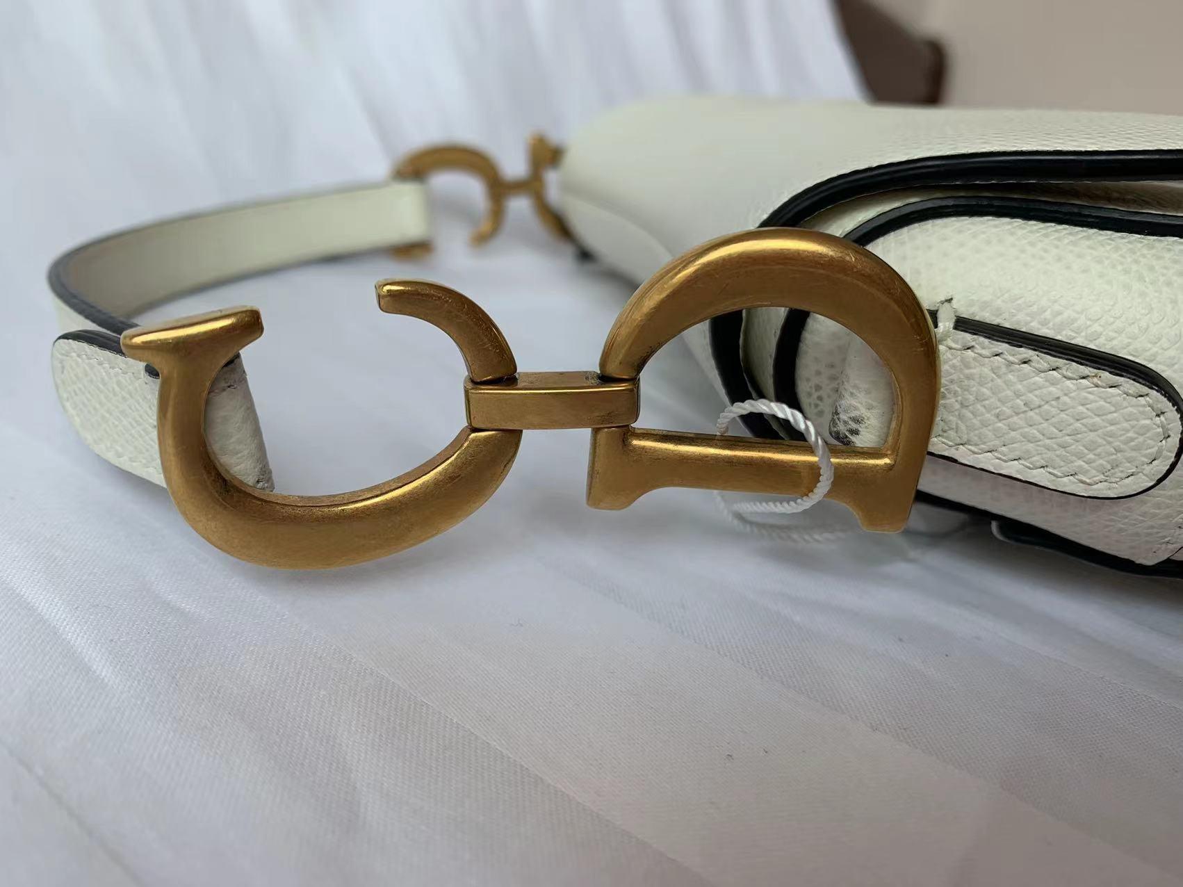 Dior Saddle bag white grain leather mini size For Sale 3