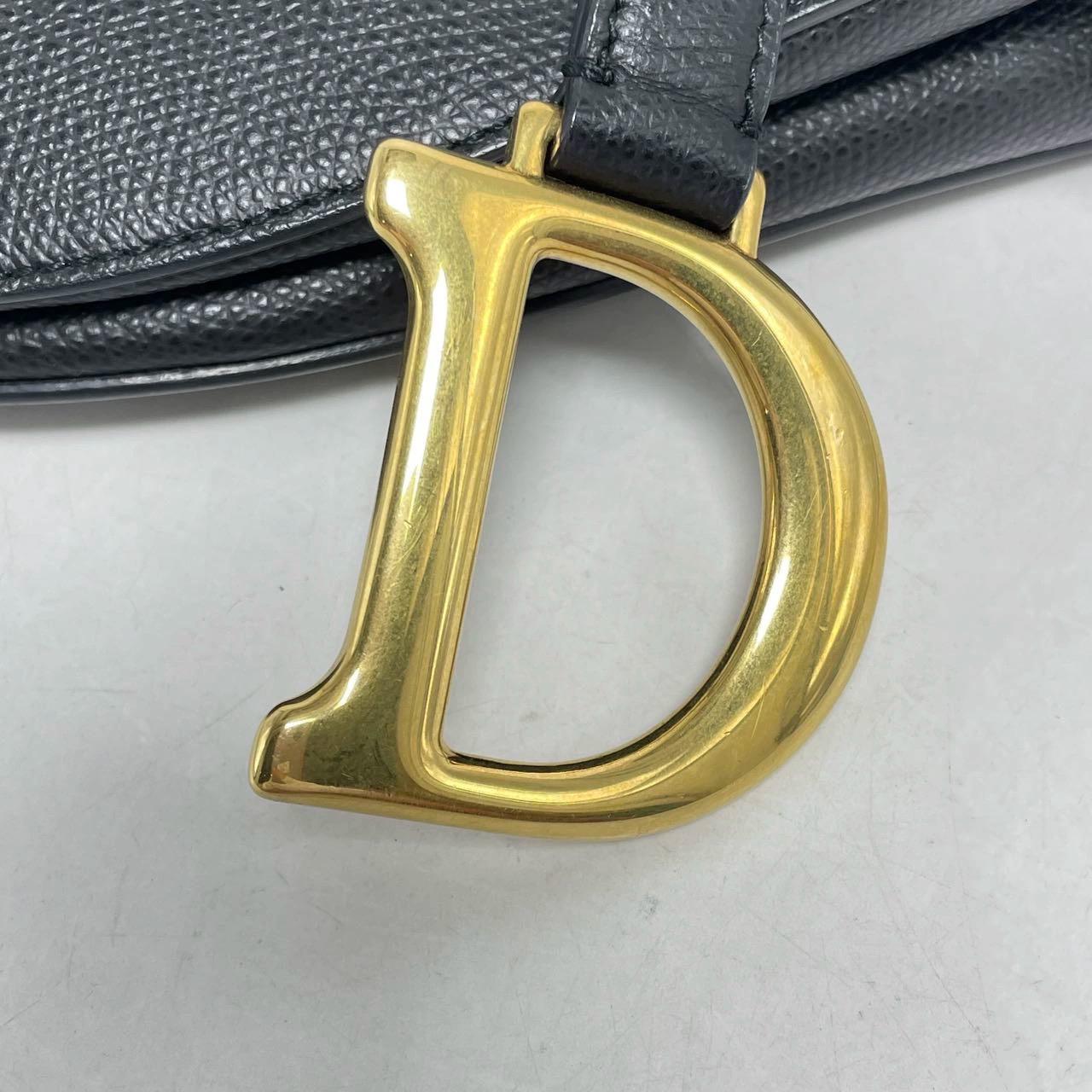 Dior Saddle Black Medium Grained Leather Handbag For Sale 7