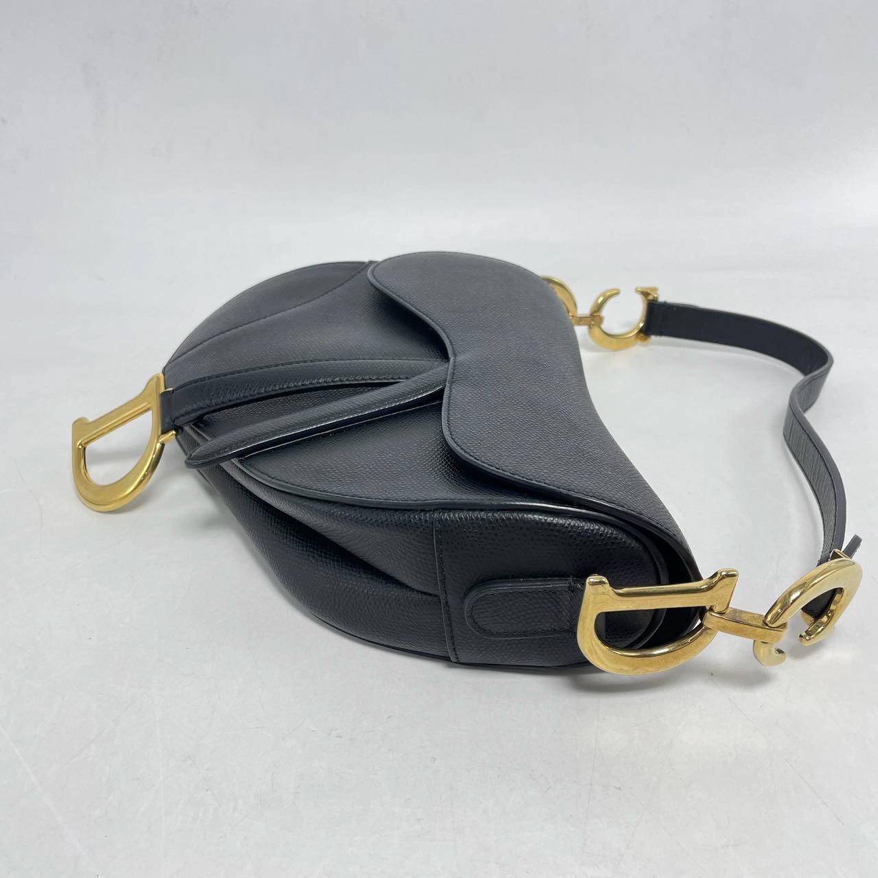 Women's Dior Saddle Black Medium Grained Leather Handbag For Sale