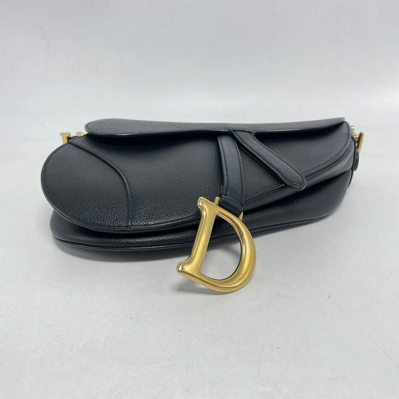 Dior Saddle Black Medium Grained Leather Handbag For Sale 1