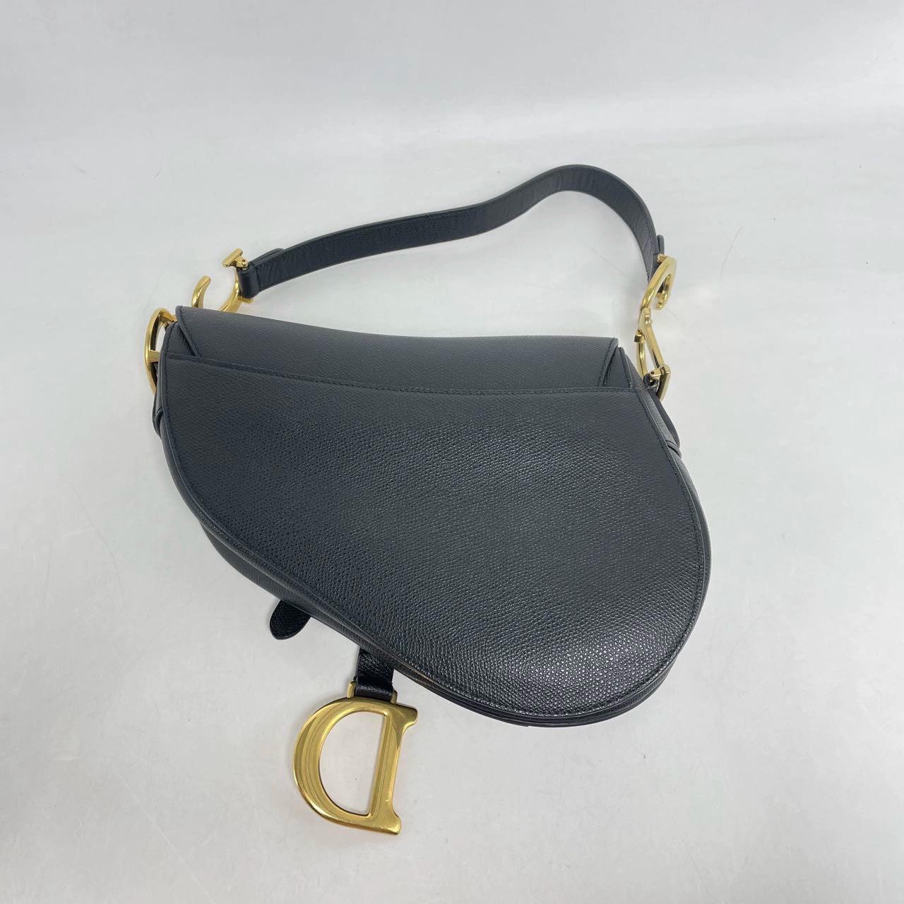 Dior Saddle Black Medium Grained Leather Handbag For Sale 2