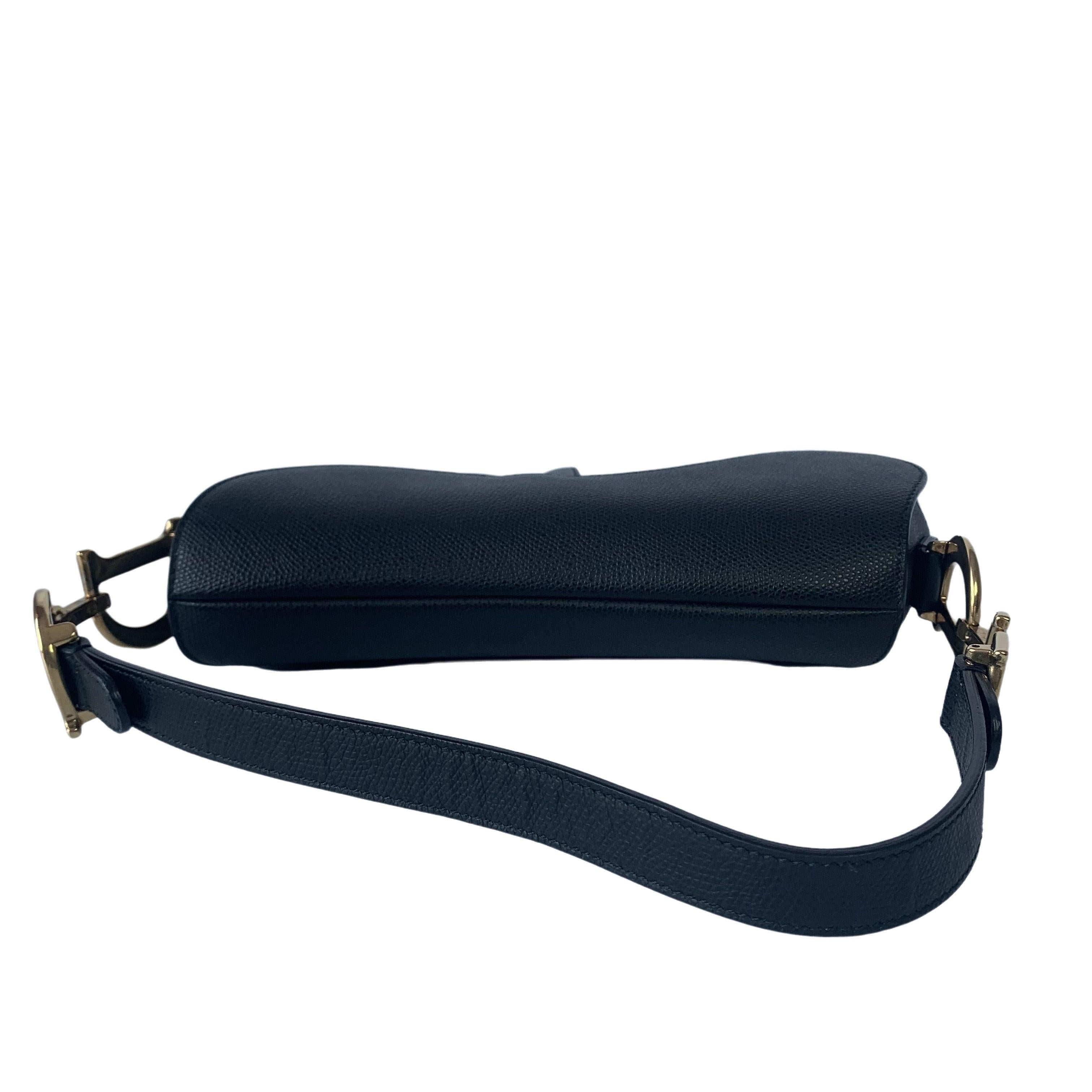 Dior Saddle Black Medium Grained Leather Handbag with Gold Hardware 2