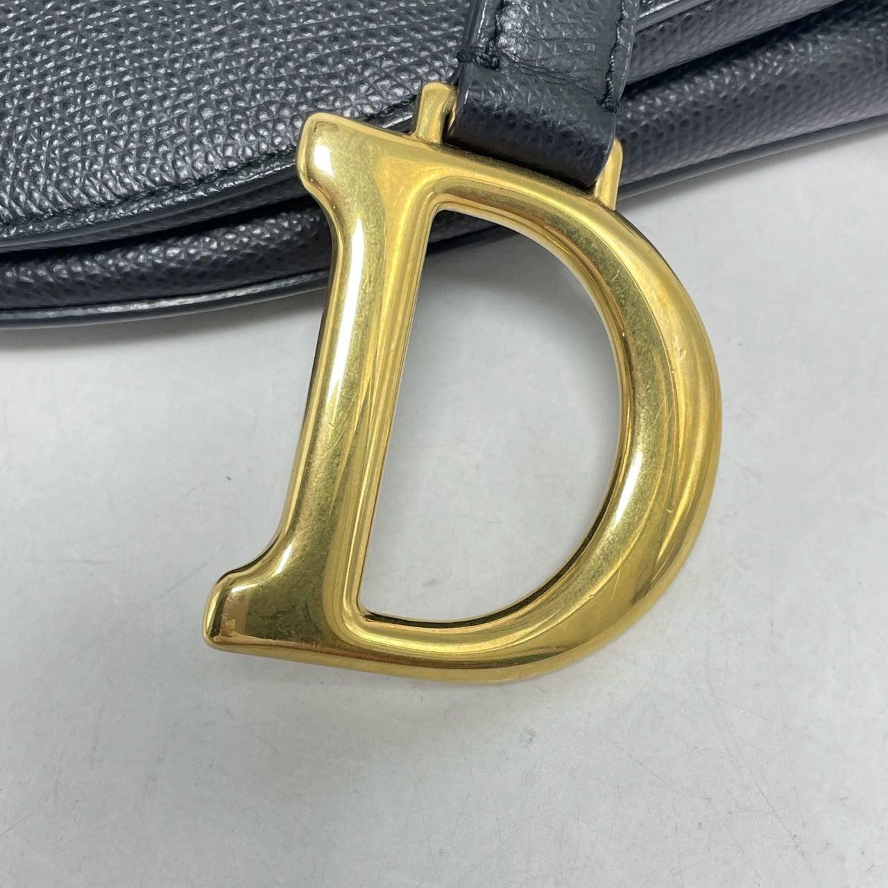 Dior Saddle Black Medium Grained Leather Handbag with Gold Hardware with Strap 9