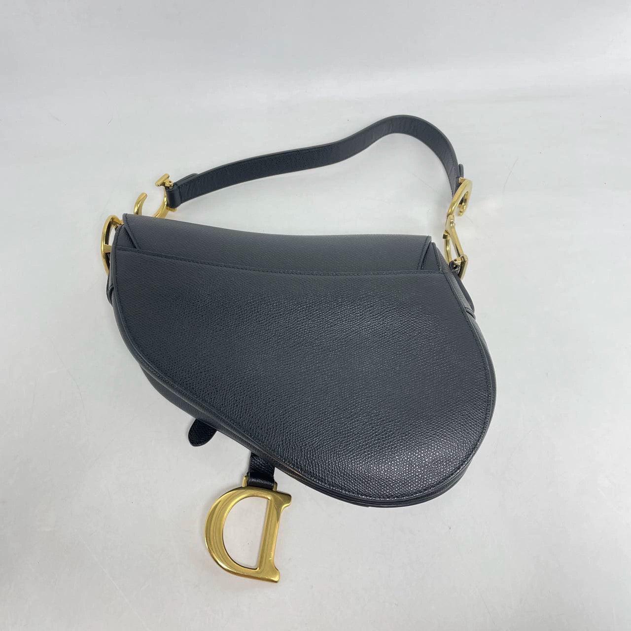 Dior Saddle Black Medium Grained Leather Handbag with Gold Hardware with Strap 3