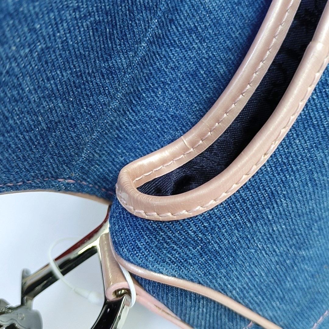 Dior Saddle Blue Denim with Pocket and Pink Leather Trim Shoulder Bag 10