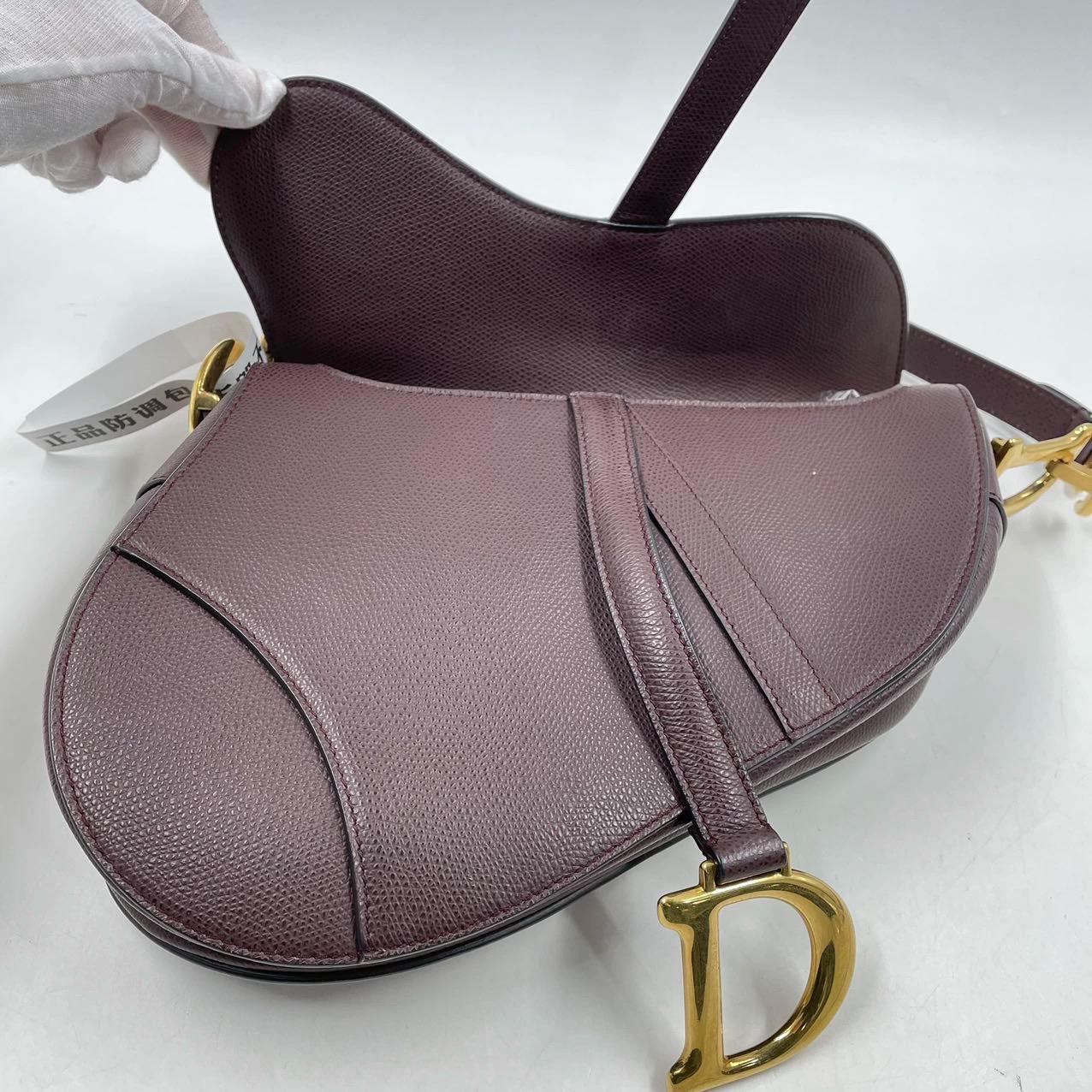 Dior Saddle Burgundy Medium Grained Leather Handbag 8