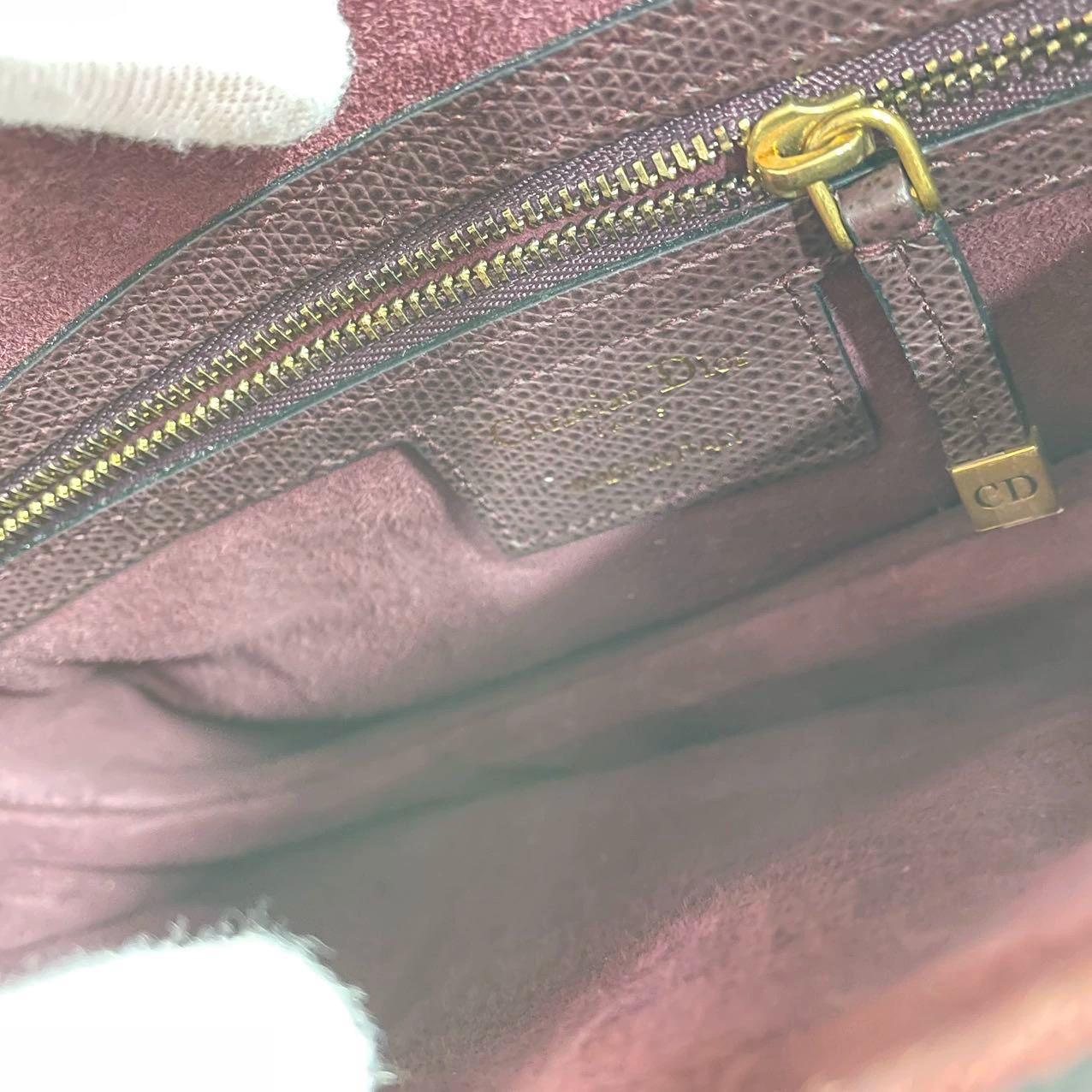 Dior Saddle Burgundy Medium Grained Leather Handbag 9