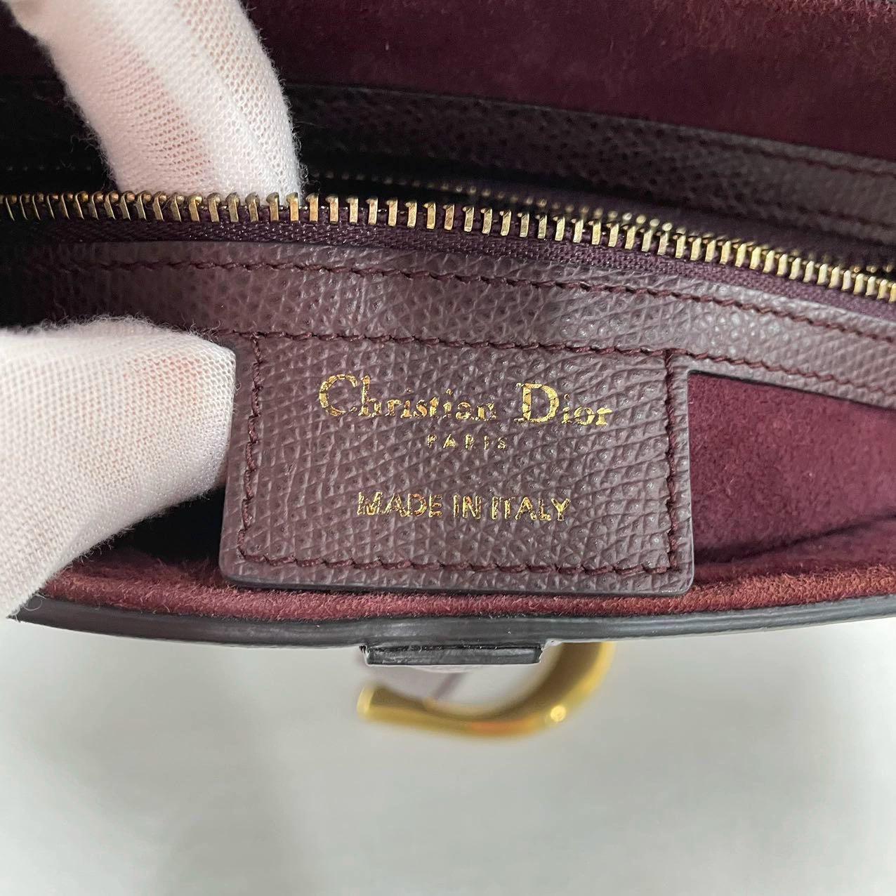 Dior Saddle Burgundy Medium Grained Leather Handbag 10