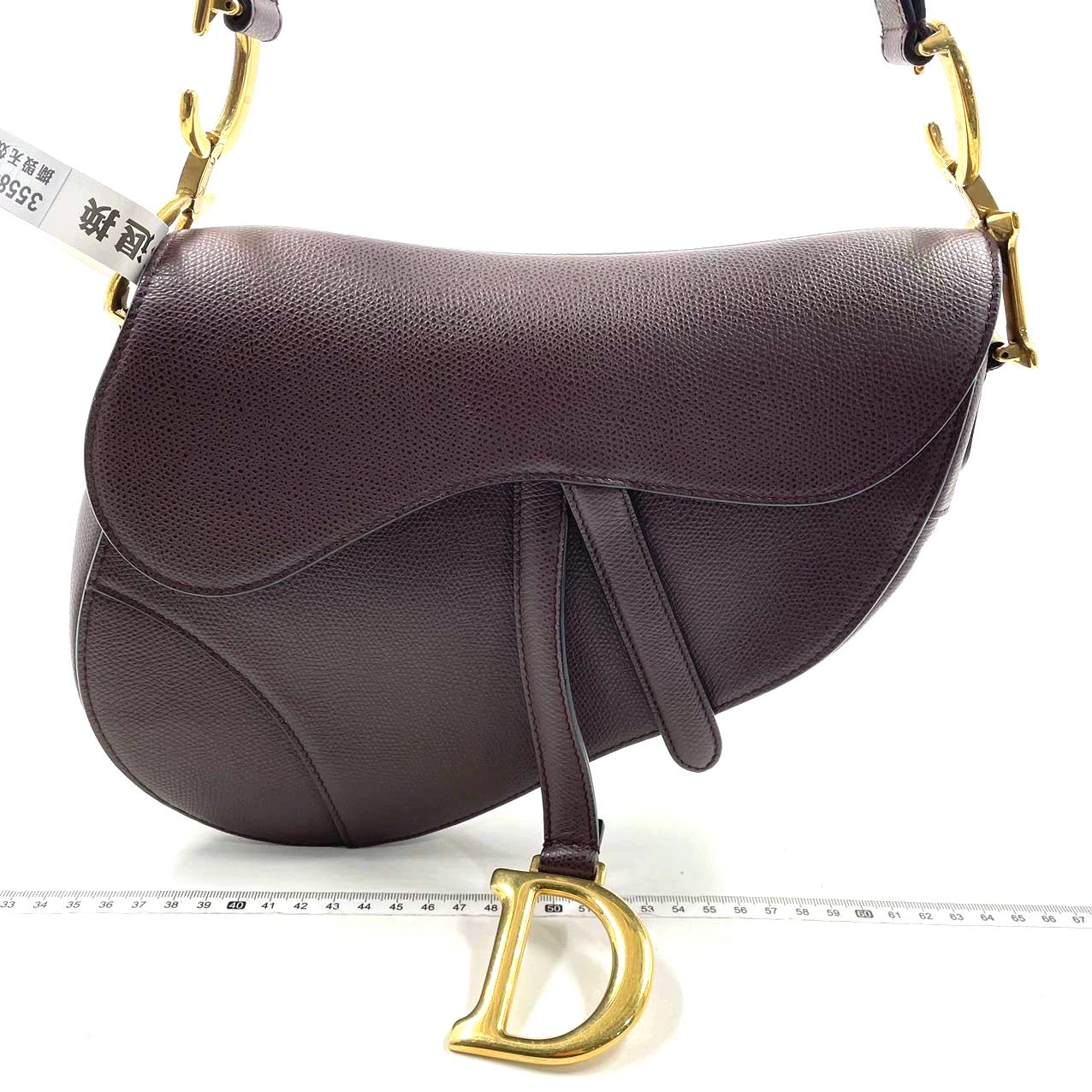 Women's Dior Saddle Burgundy Medium Grained Leather Handbag