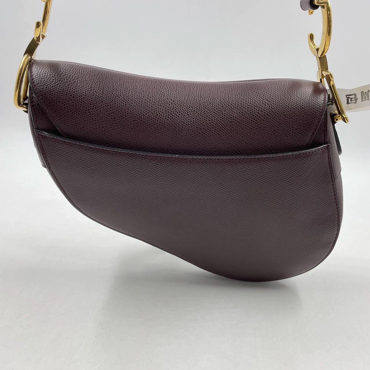 Dior Saddle Burgundy Medium Grained Leather Handbag 1