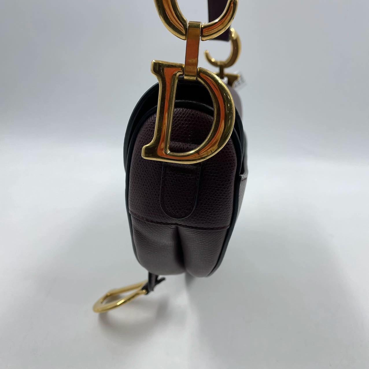 Dior Saddle Burgundy Medium Grained Leather Handbag 2