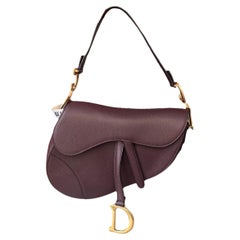 Dior Saddle Burgundy Medium Grained Leather Handbag