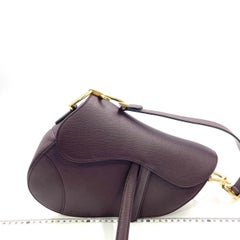 Dior Saddle Burgundy Medium Grained Leather Handbag With Strap