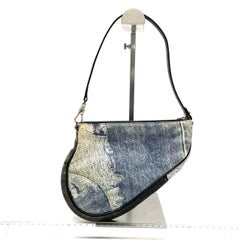 Dior Saddle Classic Mini Denim Jeans Patchwork Zipper Opening Handbag