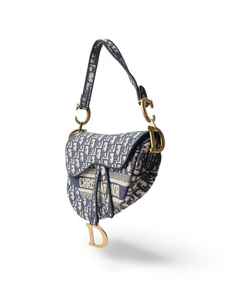 Dior Sillín Jacquard Oblique Azul Gray