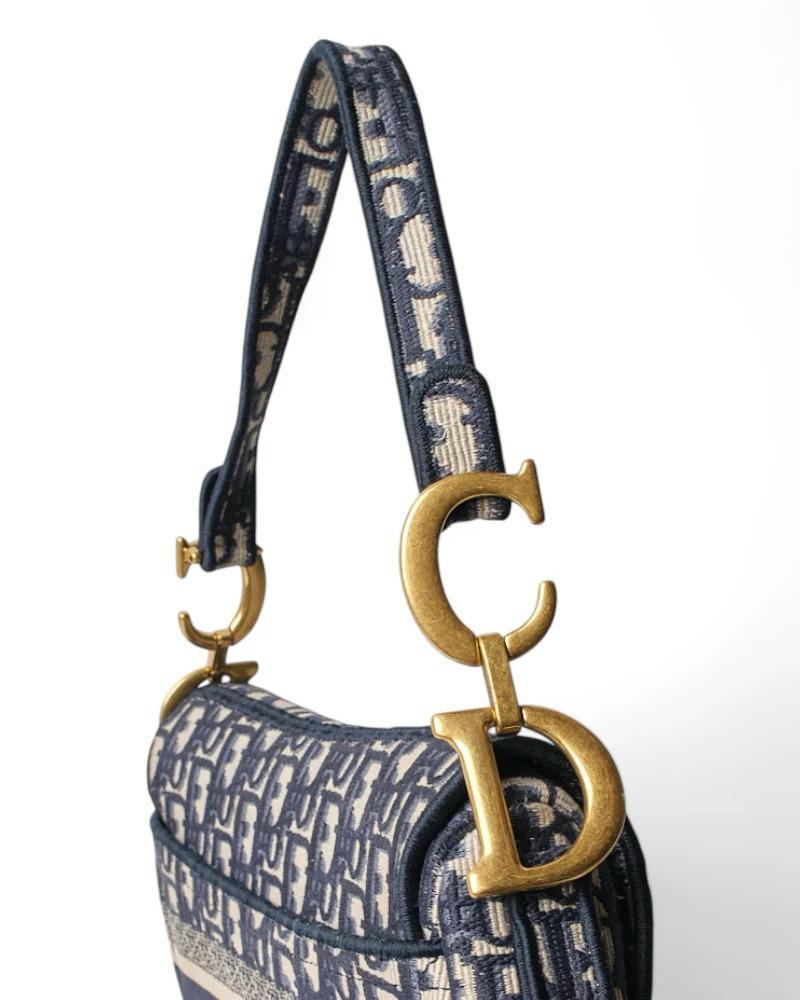 Dior Sillín Jacquard Oblique Azul 3