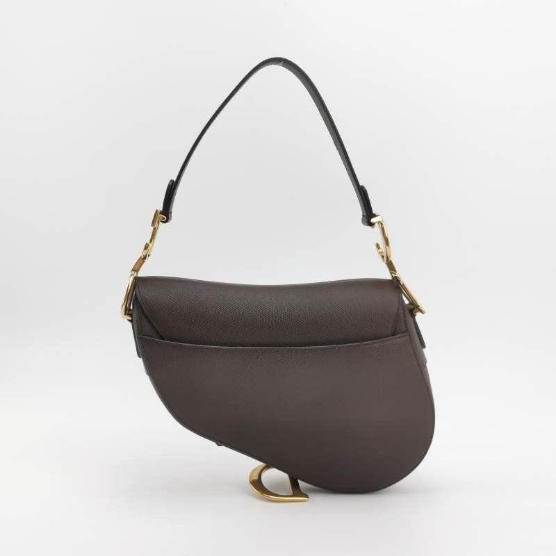 Women's Dior Saddle Medium 2018 Burgundy Brown Grained Leather Handbag