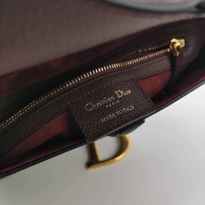 Dior Saddle Medium 2018 Burgundy Brown Grained Leather Handbag 3