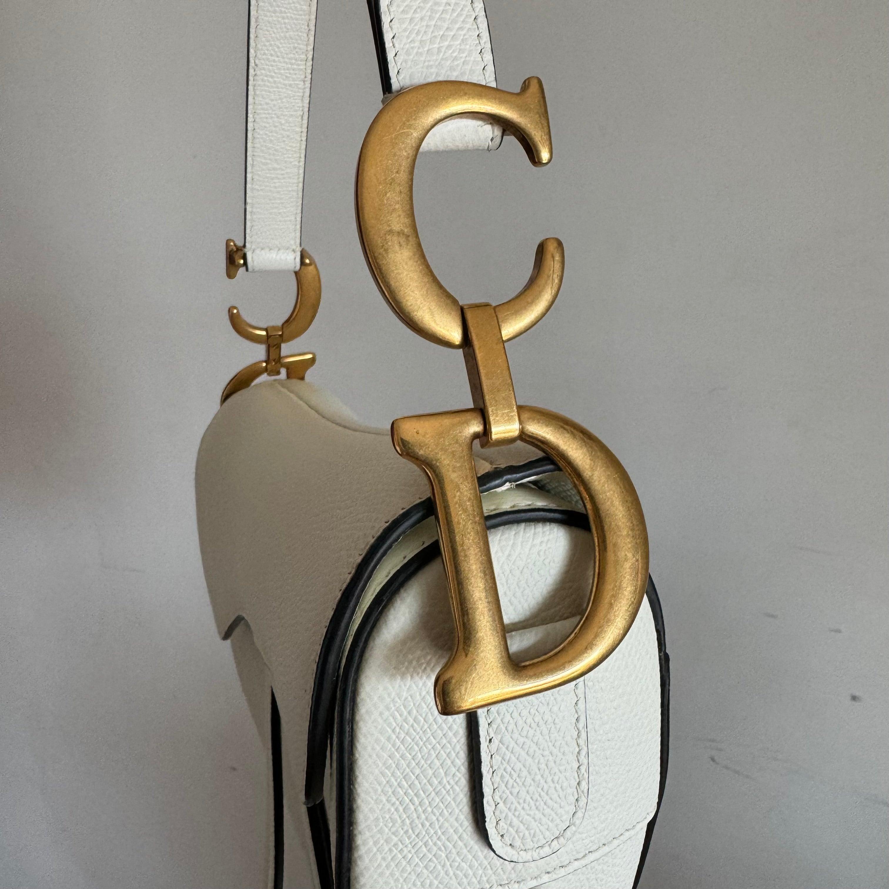 Dior Saddle Medium 2019 White Grained Leather Handbag 16