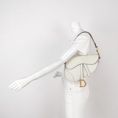 Dior Saddle Medium 2021 White Grained Leather Handbag