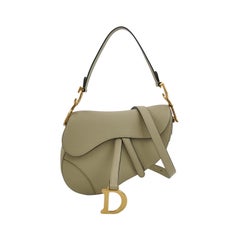 Dior Saddle Medium 2022 Mint Green Grained Leather Handbag with Leather Strap
