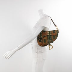 Dior Saddle Medium Green and Brown Snake-Skin Leather Bag