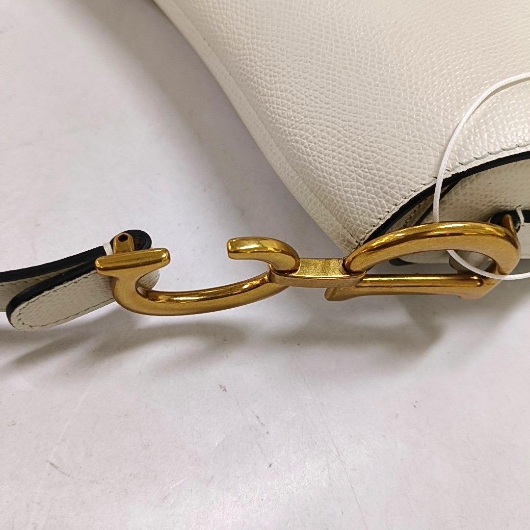 Dior Saddle Medium White Grained Leather Gold Hardware 5