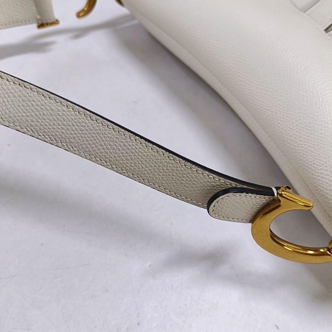 Dior Saddle Medium White Grained Leather Gold Hardware 6