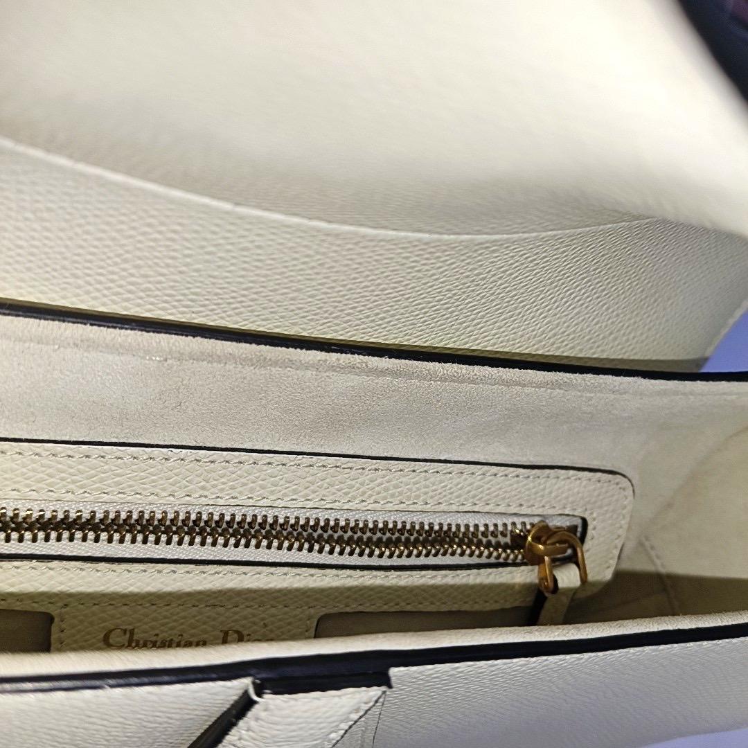 Dior Saddle Medium White Grained Leather Gold Hardware 7