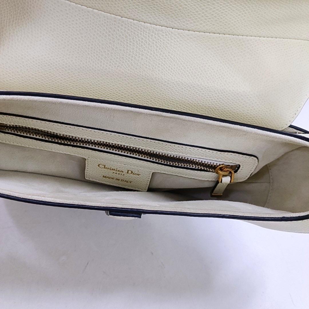 Dior Saddle Medium White Grained Leather Gold Hardware 1