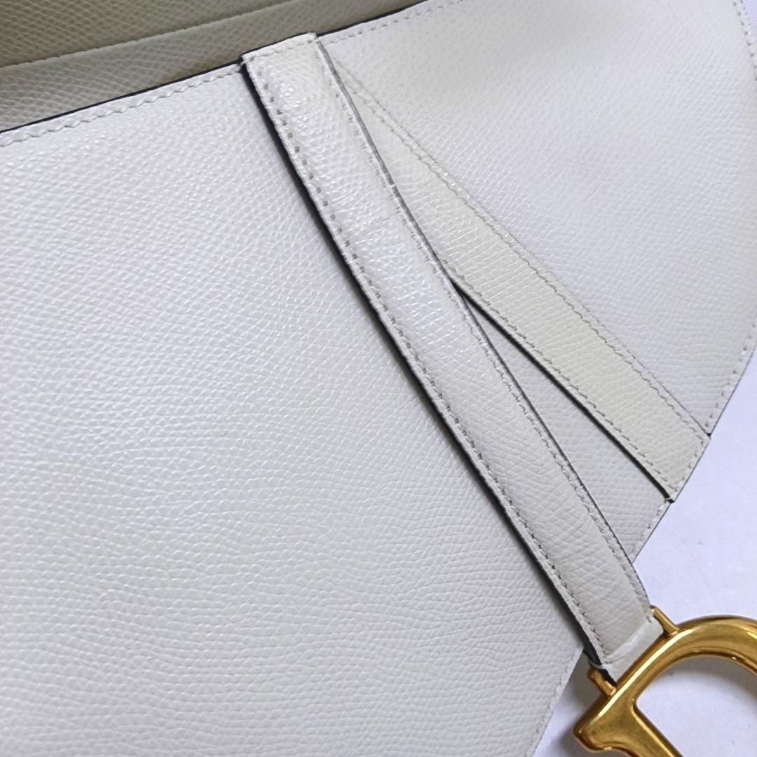 Dior Saddle Medium White Grained Leather Gold Hardware 2