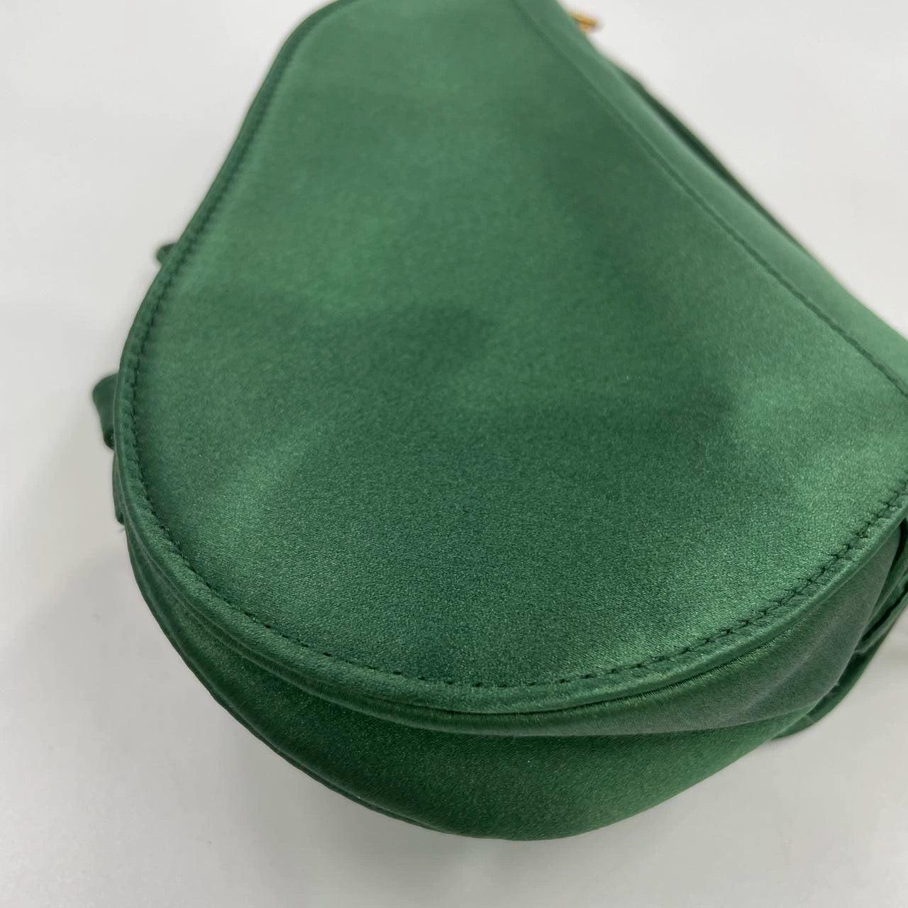 Dior Saddle Mini 2019 Silk Emerald Green with crystals For Sale 11