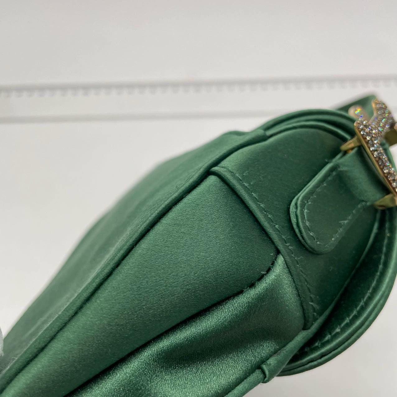 Dior Saddle Mini 2019 Silk Emerald Green with crystals 12