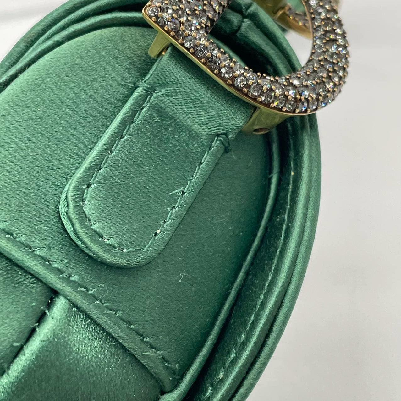 Dior Saddle Mini 2019 Silk Emerald Green with crystals 13