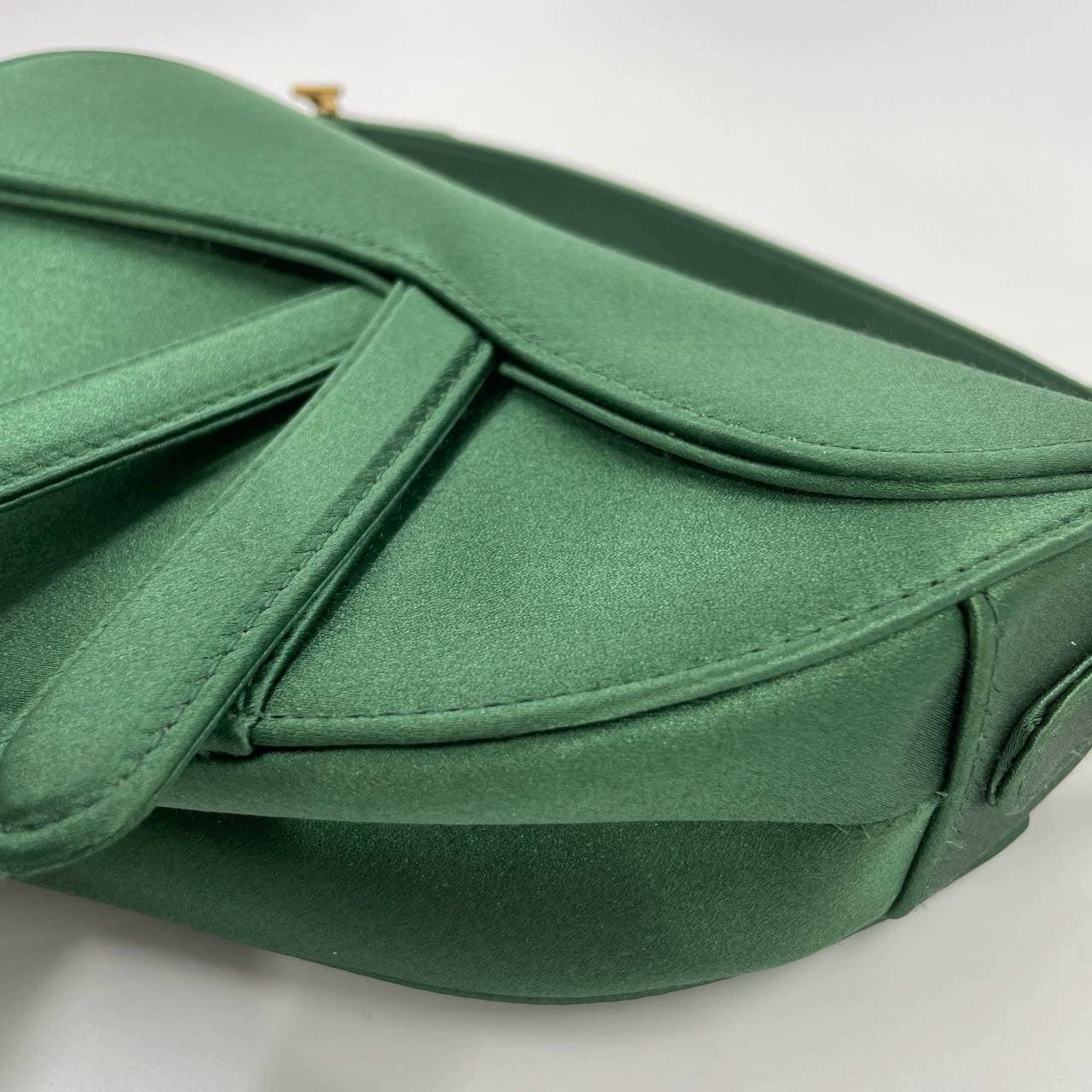 Dior Saddle Mini 2019 Silk Emerald Green with crystals For Sale 14