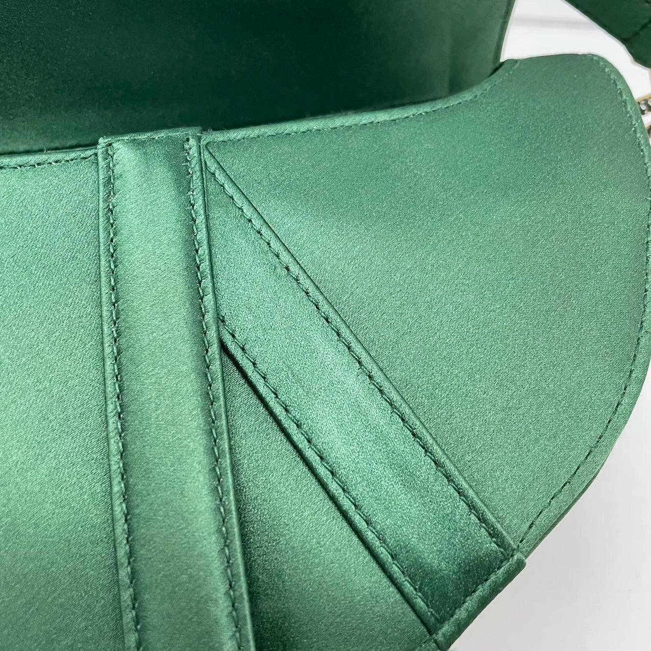 Dior Saddle Mini 2019 Silk Emerald Green with crystals 16