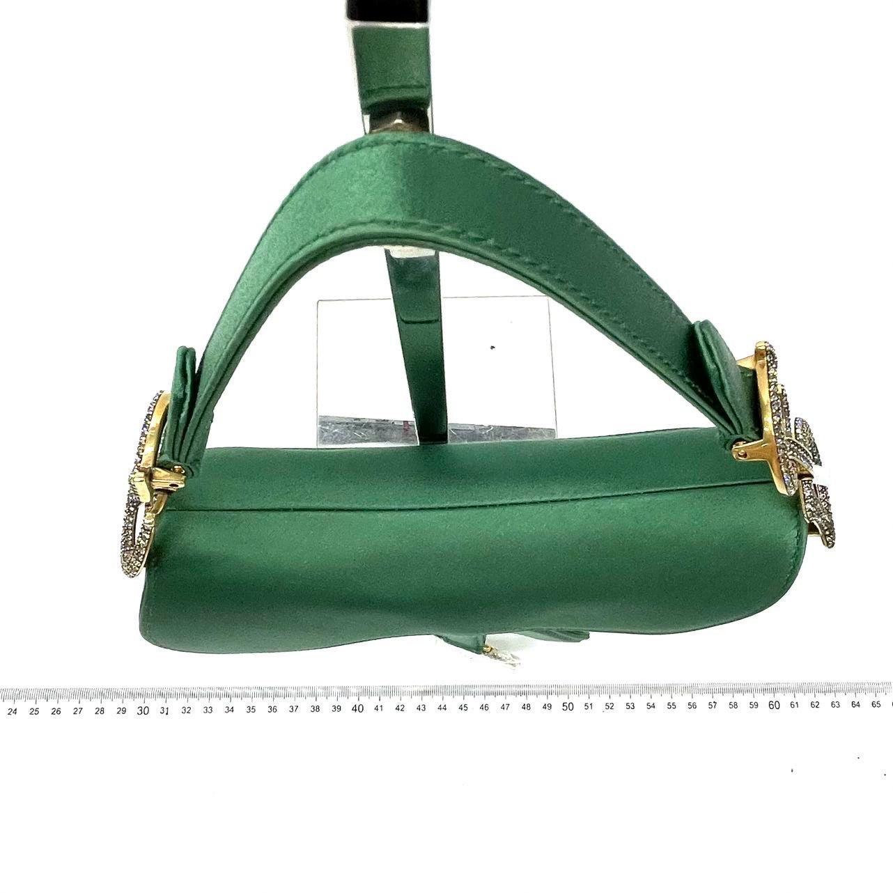 Dior Saddle Mini 2019 Silk Emerald Green with crystals 1