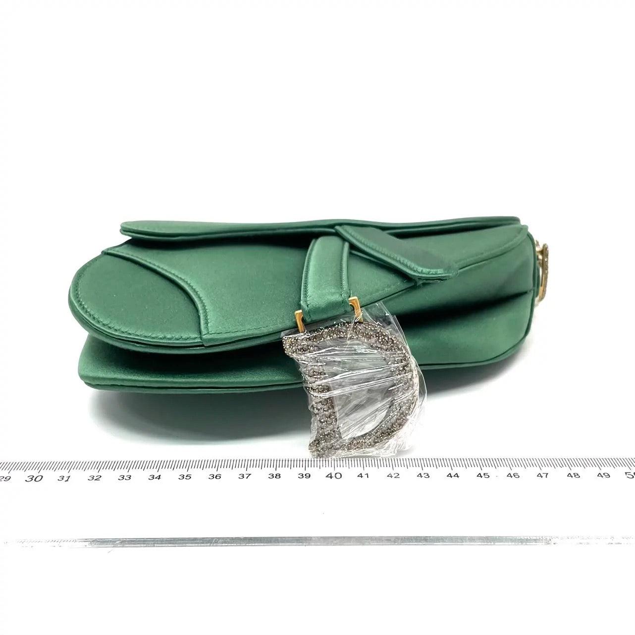 Dior Sattel Mini 2019 Seide Smaragdgrün mit Kristallen 1