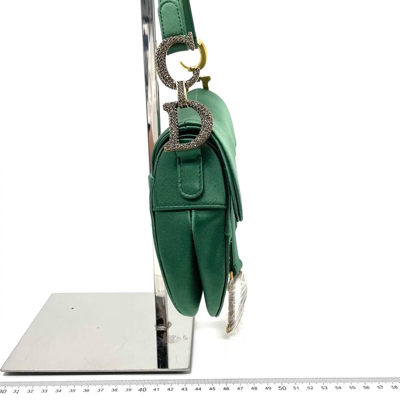 Dior Saddle Mini 2019 Silk Emerald Green with crystals 5