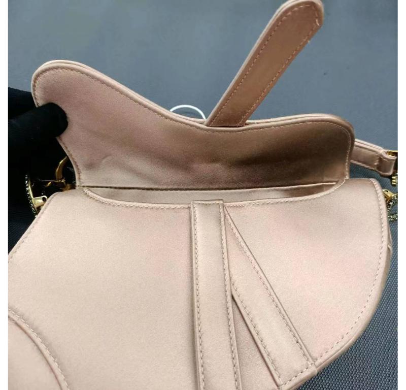 Dior Saddle Mini 2019 Silk Pink with Crystal Buckle Handbag For Sale 9
