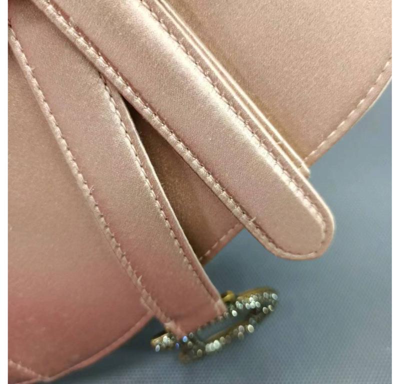 Dior Saddle Mini 2019 Silk Pink with Crystal Buckle Handbag For Sale 10