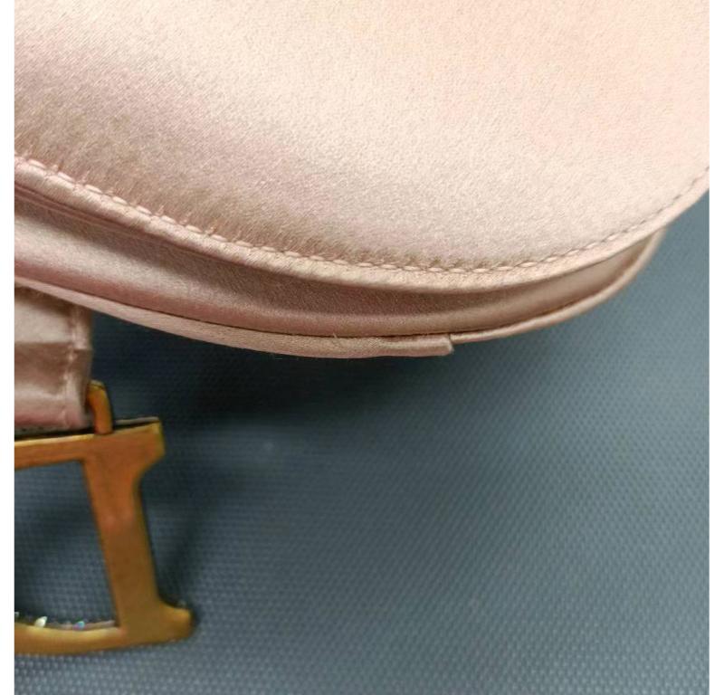 Dior Saddle Mini 2019 Silk Pink with Crystal Buckle Handbag For Sale 11