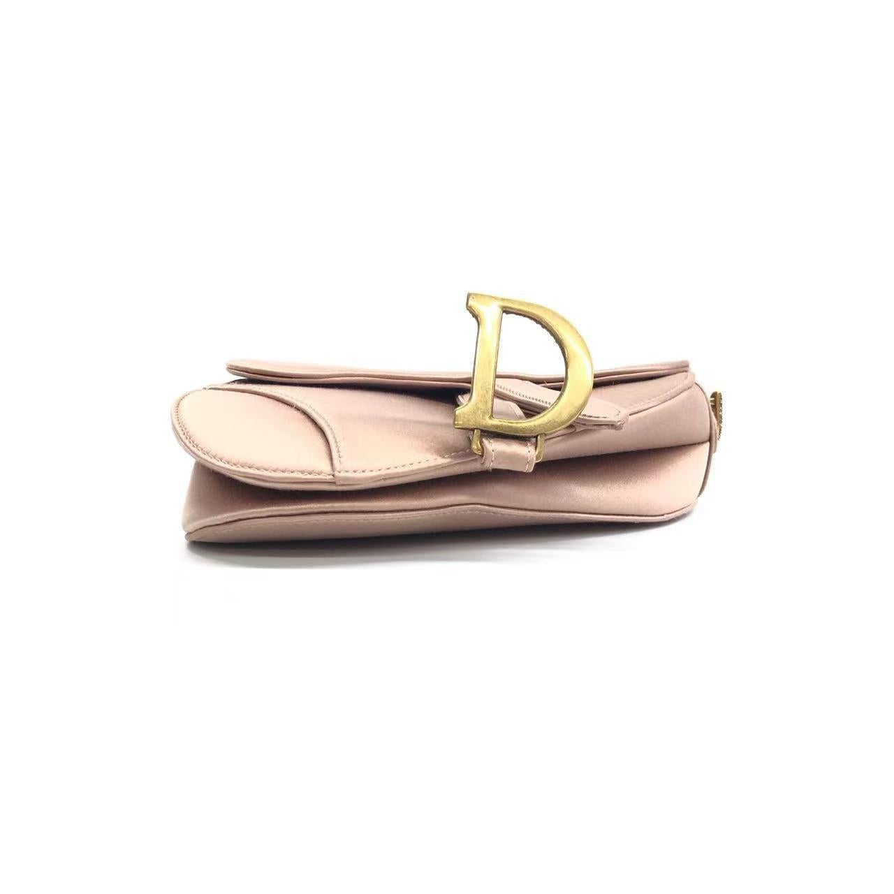 Women's Dior Saddle Mini 2019 Silk Pink with Crystal Buckle Handbag For Sale