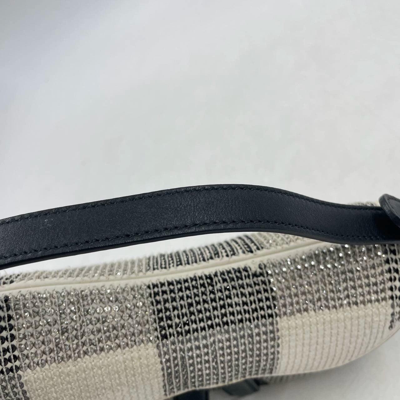 Dior Saddle Mini Beaded Black and White checkered Pattern 5
