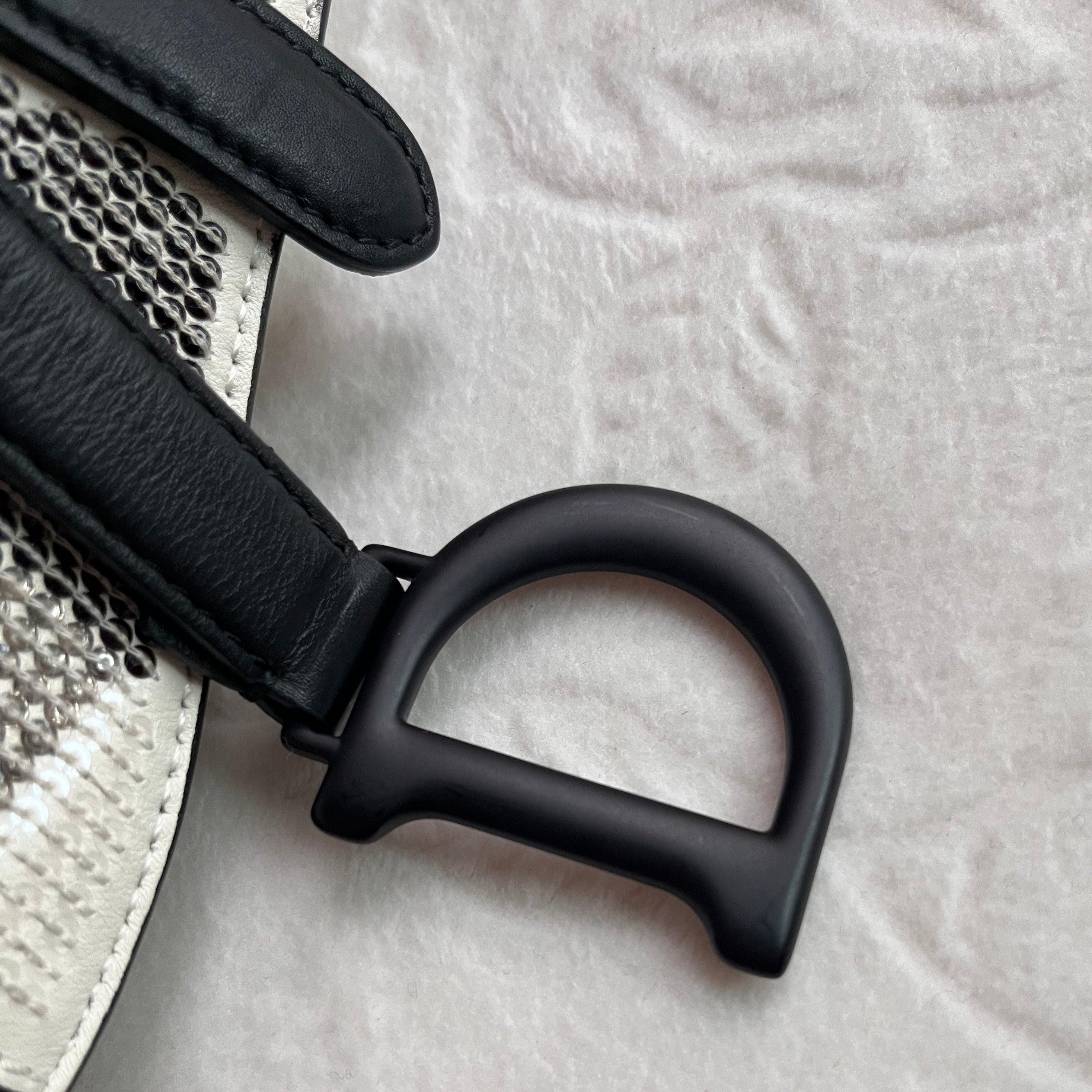 Dior Saddle Mini Beaded Black and White checkered Pattern 9