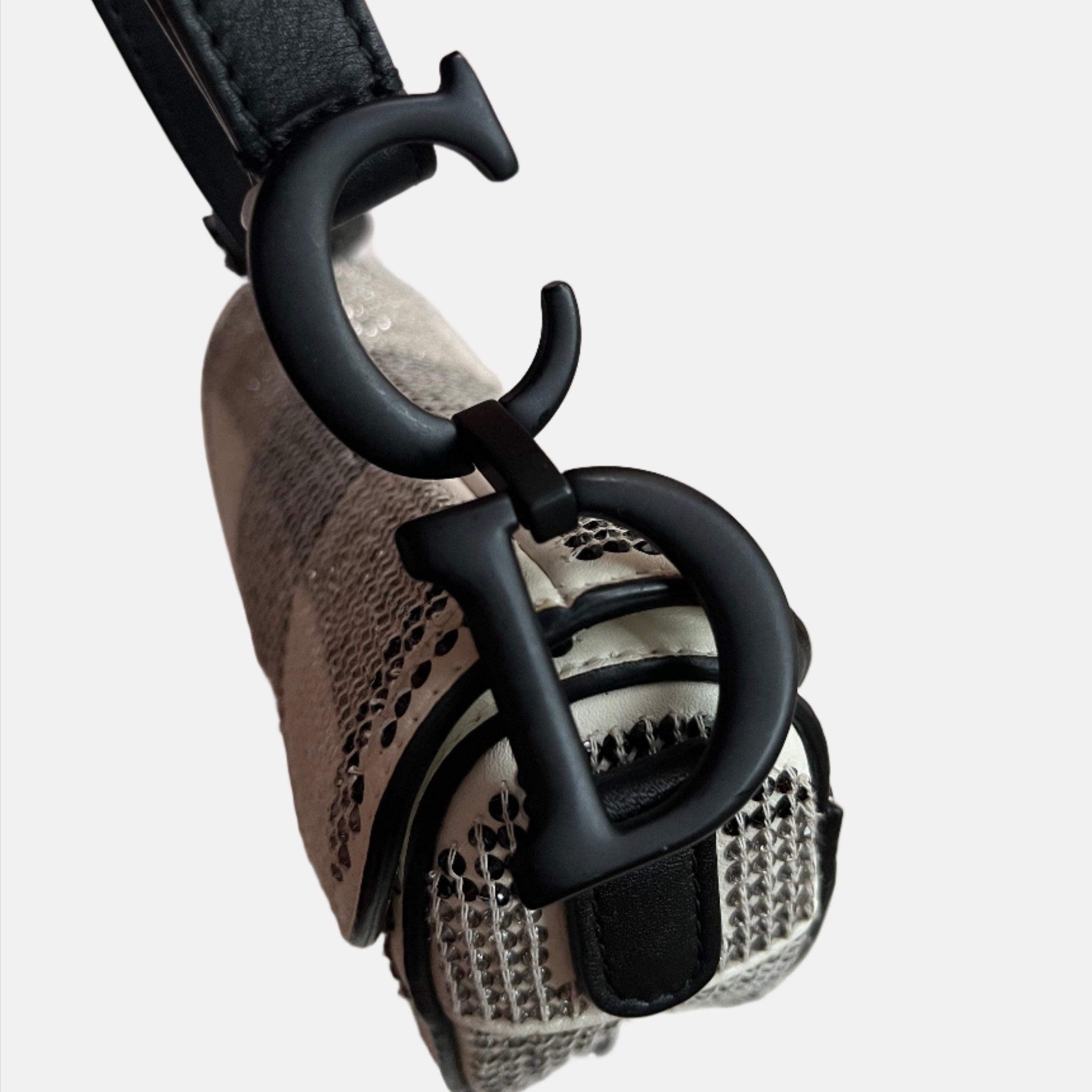 Dior Saddle Mini Beaded Black and White checkered Pattern 11