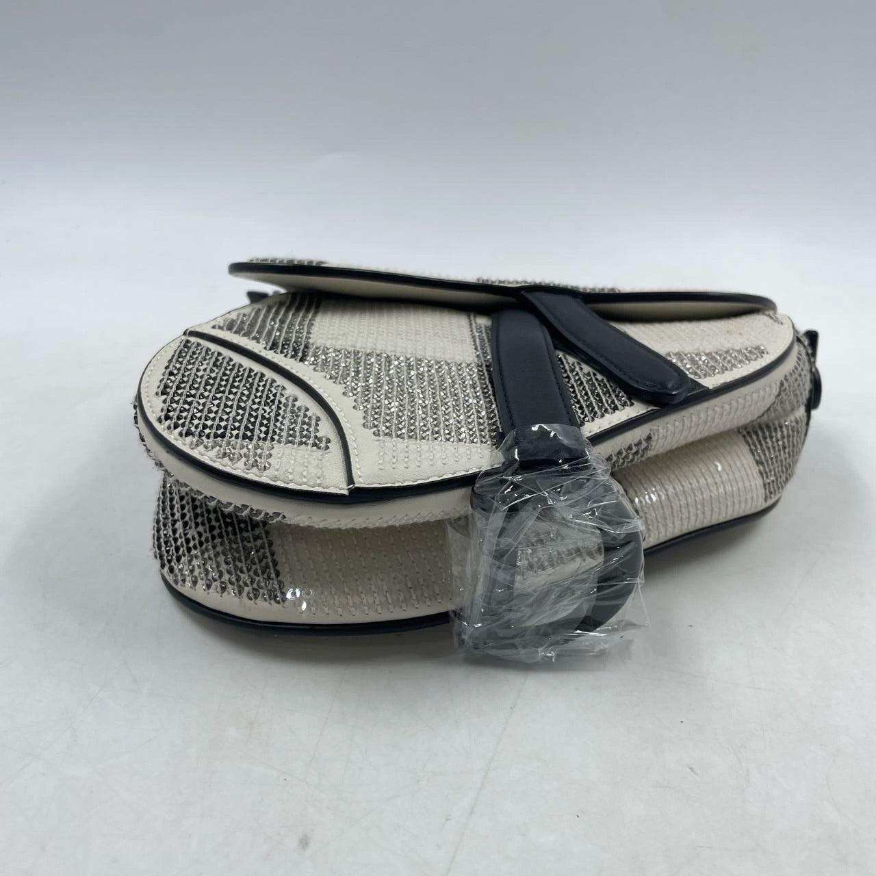Women's Dior Saddle Mini Beaded Black and White checkered Pattern